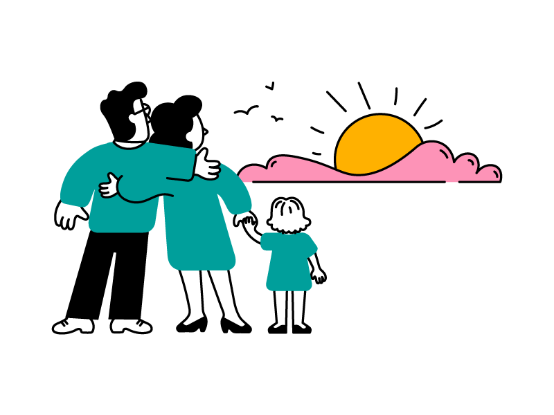 Trustify- Sunset with A Family Of 3